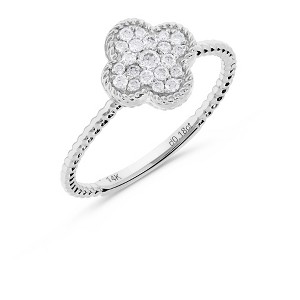 H.J. Namdar 0.18 ct tw Rope Edge Clover Diamond Ring 14K Gold Natural Diamonds - 1 of 4