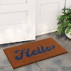 1'4"x2'4" 'Hello' Coir Doormat Natural/Blue - Room Essentials™: Outdoor Welcome Mat, Front Door Decor - 2 of 4
