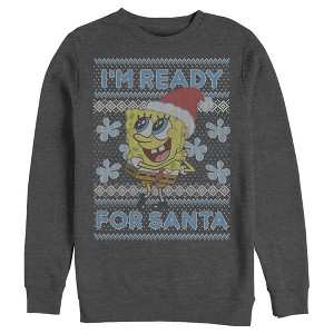 Men's SpongeBob SquarePants Ugly Christmas Ready Santa Sweatshirt - 1 of 3