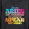 Women's - Instant Message - Aries Speak My Mind Lightweight French Terry Wide Neck Long Sleeve Graphic Shirt - 2 of 4