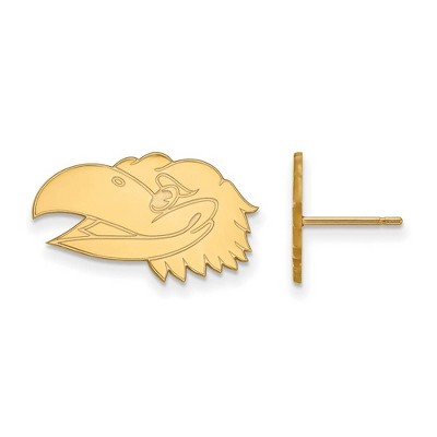 Black Bow Jewelry 14k Yellow Gold Kansas Jayhawks NCAA Post Earrings