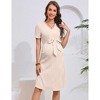 Women Maternity Dress Casual Short Sleeve Nursing Dress V Neck Breastfeeding Ribbed Knit Belt Pregnancy Dresses - 3 of 4