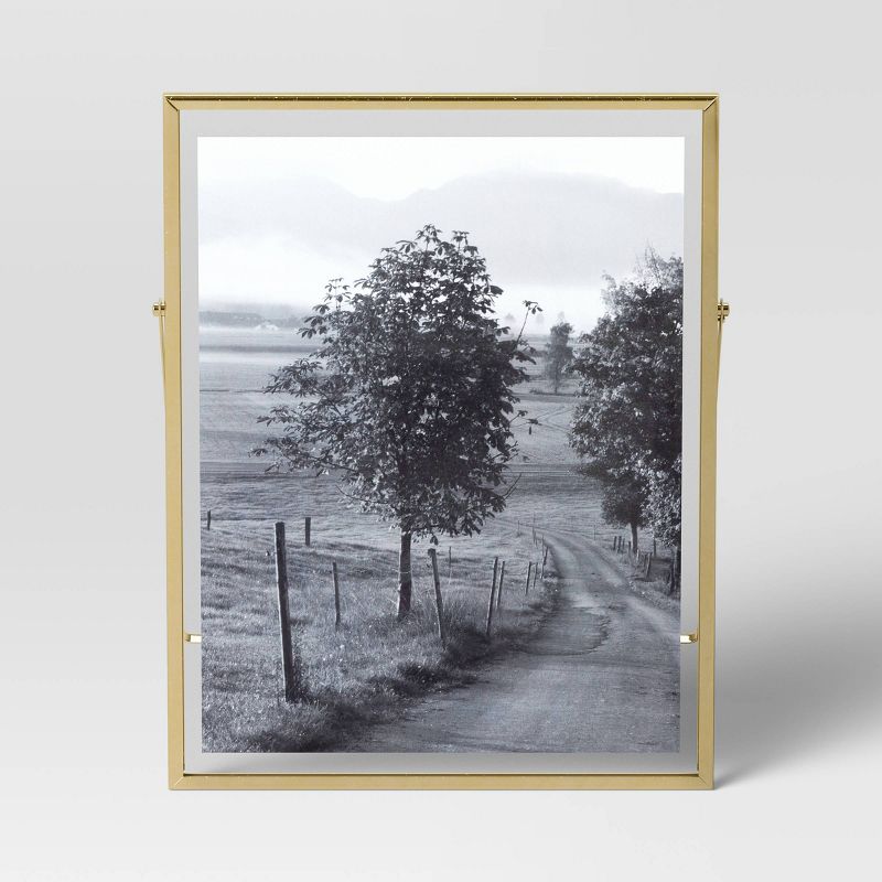 9&#34; x 11&#34; Float to 8&#34; x 10&#34; Linear Metal Easel Single Image Frame Brass - Threshold&#8482;, 4 of 10