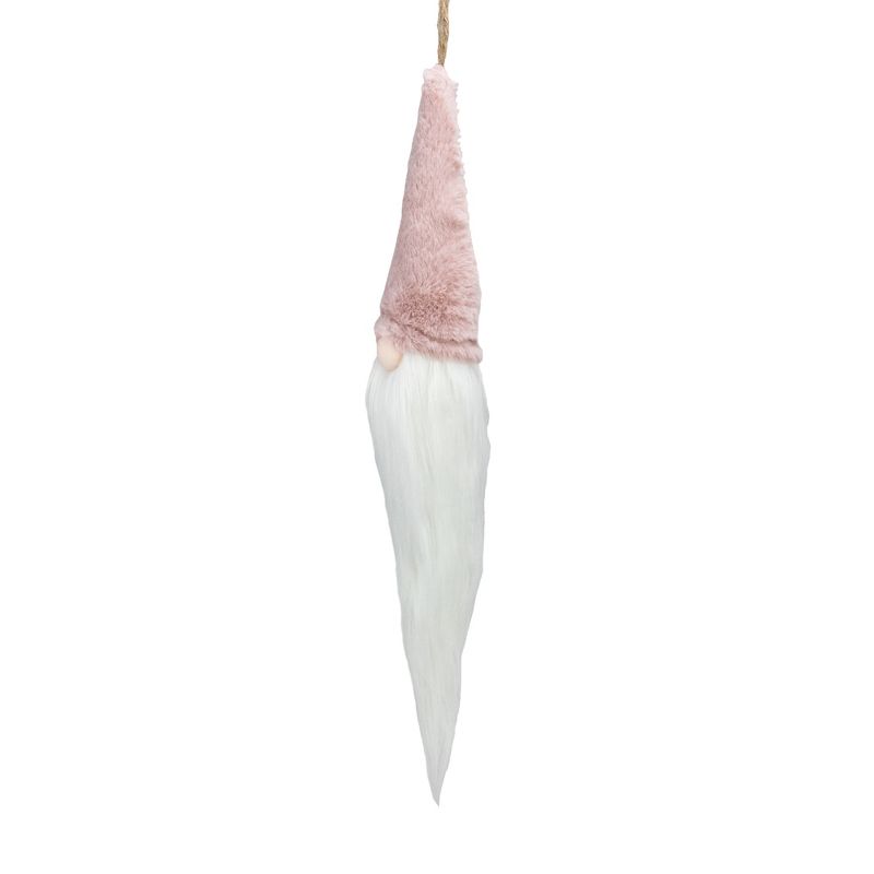 Northlight 24" Plush Pink and White Holiday Collections Hanging Gnome Christmas Ornament, 2 of 5