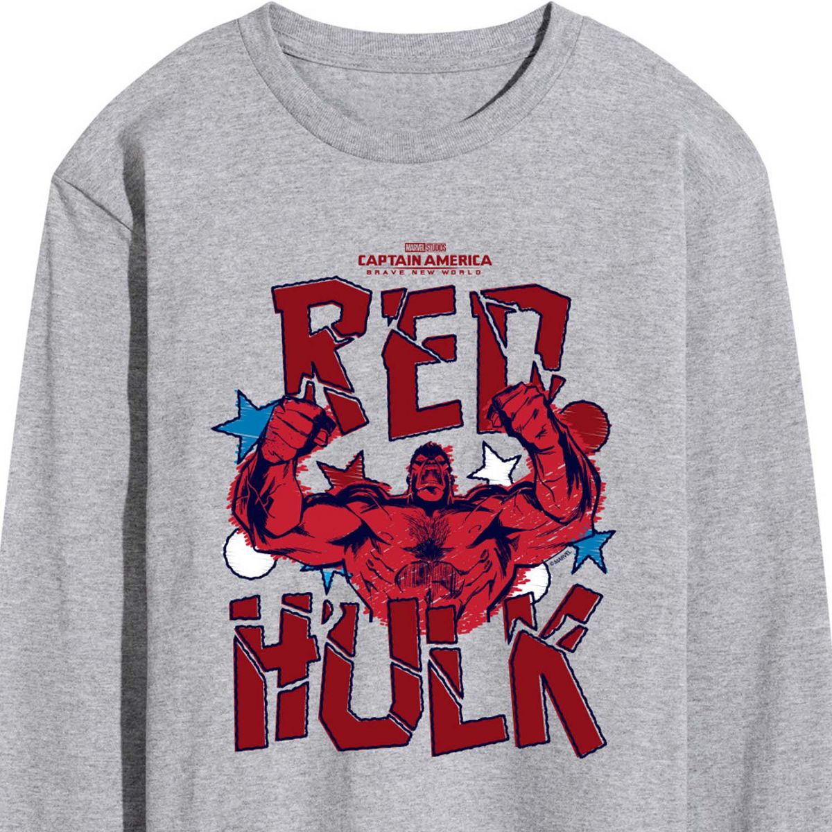 Men's - Marvel - Captain America Scribble Red Hulk Long Sleeve Graphic T-Shirt - thumbnail 2