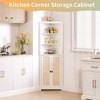 64" Tall Farmhouse Corner Cabinet, Bathroom Storage with 2 Doors and 4 Adjustable Shelves - 4 of 4