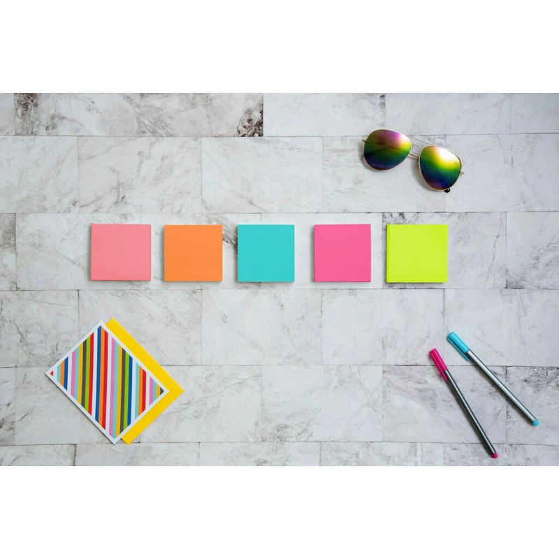 Post-it Original Notes, 3 x 3 Inches, Capetown Colors, Pad of 100 Sheets, Pack of 5, 4 of 6