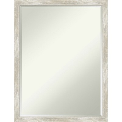 Amanti Art Crackled Metallic Narrow Petite Bevel Bathroom Wall Mirror 26 x 20 in.