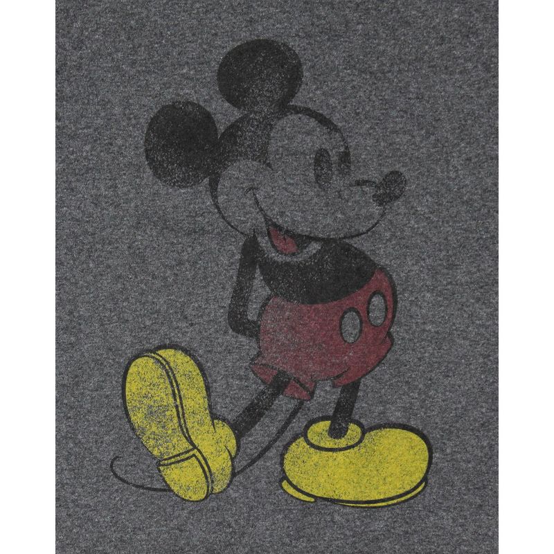 Mickey Mouse Mens' Classic Pose Distressed Washed-Out Graphic Print T-Shirt, 2 of 4