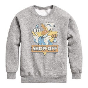 Boys' - Disney - Donald Bit Of A Show Off Graphic Long Sleeve Fleece Sweatshirt - 1 of 4