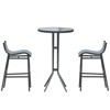 DOMETOUR 3-Piece Bar Height Bistro Set, Patio Pub Table & 2 Bar Chairs, Comfortable Design & Strong Build, Charcoal Gray - 2 of 4