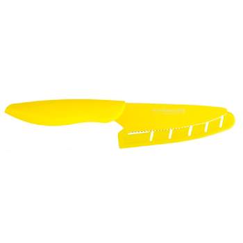 Victorinox 7.6075.8 8 5/16 Yellow Straight Vegetable Peeler with Serrated  High Carbon Stainless Steel