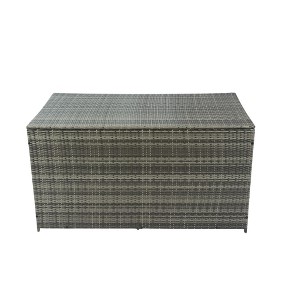 TiramisuBest Outdoor Storage Box, 113 Gallon Wicker Patio Deck Boxes with Lid, Outdoor Cushion Storage for Kids Toys, Pillows, Towel Grey Wicker - 1 of 4