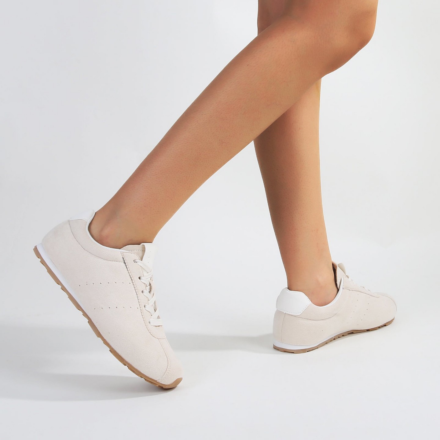 Женские кроссовки BERNESS Diane Street Edit Suede Low-Top Sneakers Pink, цвет: Бежевый — фото 5