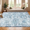Washable Vintage Floral Area Rug,Boho Non-Slip Indoor Foldable Carpet,Stain Resistant Distressed Print Mat for Living Room/Bedroom/Kitchen/Dining Room - 2 of 4