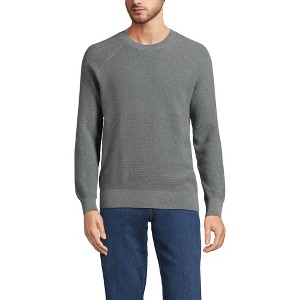 Lands' End Men's Long Sleeve Cotton Cashmere Waffle Sweater - 1 of 3
