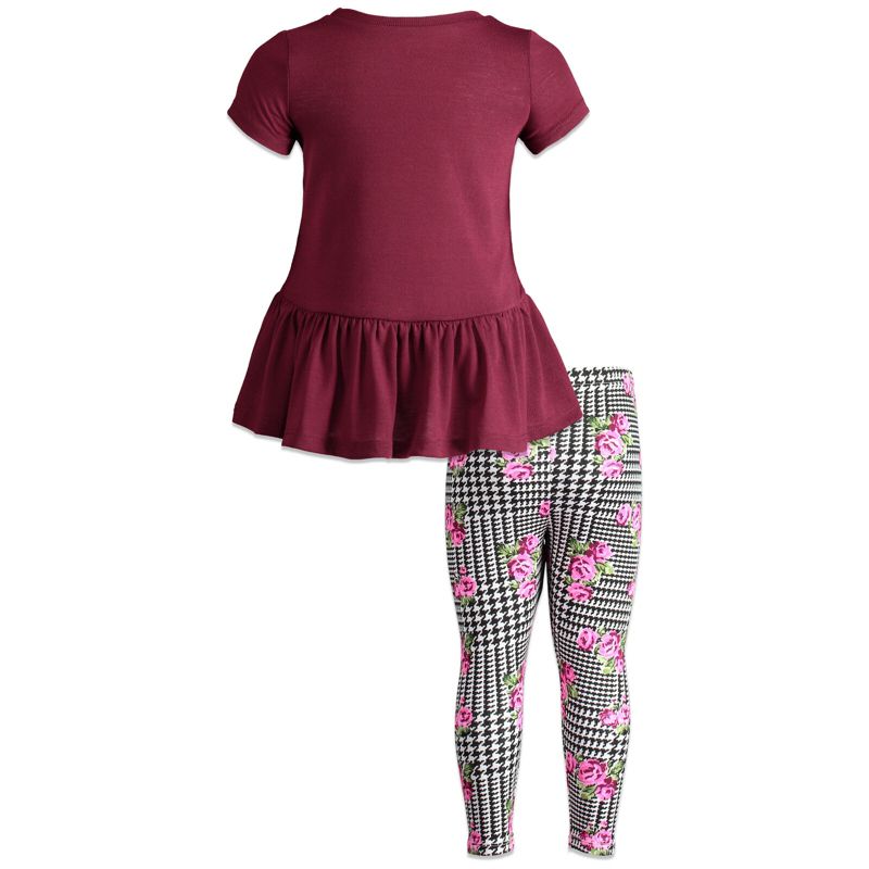 Disney Minnie Mouse Girls Peplum T-Shirt and Leggings Outfit Set Toddler to Little Kid, 4 of 10