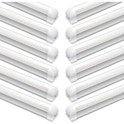 8FT LED Shop Lights for Workshop, 72W 9000LM 5000K Daylight, Linkable T8 Tube Lights for Garage, Basement, Plug and Play,12 Pack, SHINESTAR