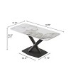 Modern Artificial Dining Table for 6, Sintered Stone Top Kitchen Table, Curved Edge Table with Black X-shaped Metal Legs-The Pop Home - 4 of 4