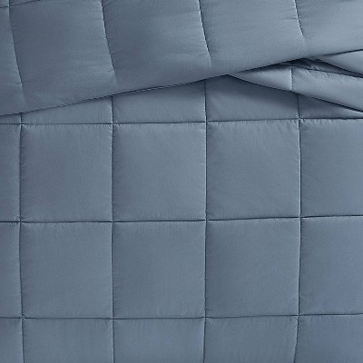Twin Blue Microfiber Down Alternative Comforter Set