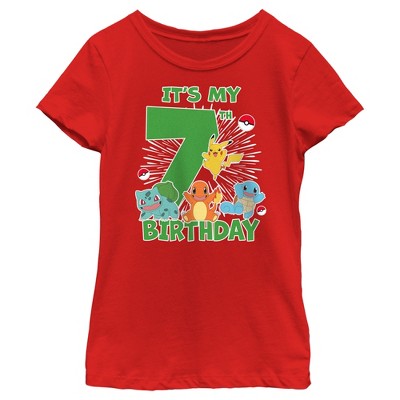 Girl's Pokemon It's My 7th Birthday Starters T-shirt : Target