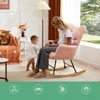 FONTOI Rocking Chairs, Upholstered Glider Rocker with Widen Curved Armrests, Rocking Armchair with High Backrest for Home, Pink, 27.5"*38.5"*36.2" - 3 of 4