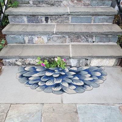 Hand-Tufted Blue Floral Synthetic Indoor/Outdoor Rug 2'6" x 4'