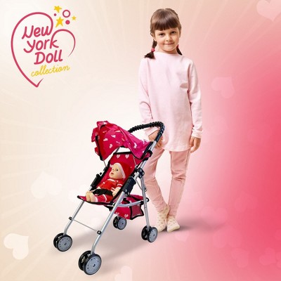 Pink Hearts 3-in-1 Baby Doll Furniture Set with Stroller, Crib, and Swing