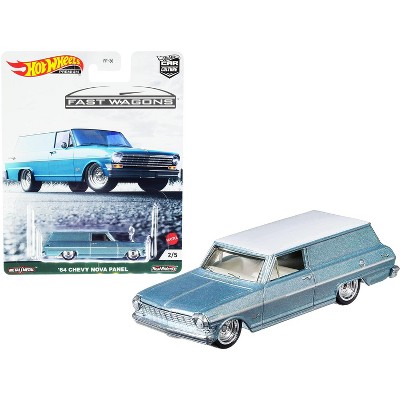 1964 Chevrolet Nova Panel Light Blue Metallic with White Top "Fast Wagons" Series Diecast Model Car by Hot Wheels