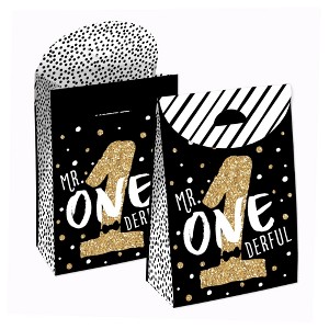 Big Dot of Happiness 1st Birthday Little Mr. Onederful - Boy First Birthday Gift Favor Bags - Party Goodie Boxes - Set of 12 - 1 of 4