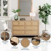 Rattan 6 Drawer Dresser for Bedroom with Metal Handles,Farmhouse Wood Storage Chest of Drawers,Black - 3 of 4