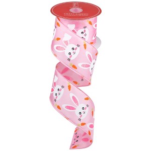 Northlight Easter Bunny Wired Spring Craft Ribbon - 2.5" x 10 Yards - Pink - 1 of 4