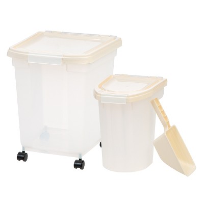 White Airtight Plastic Pet Food Container Combo with Scoop