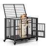 Munora - 37 Inch Foldable Heavy-Duty Metal Dog Cage - Chew-Proof Dog Crate with Lockable Universal Wheels - 3 of 4