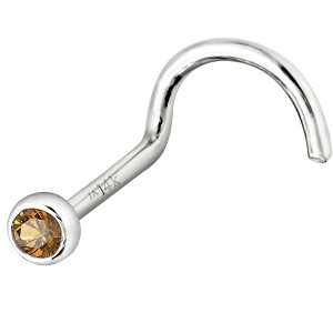 Jewelry Avalanche 22G 14K Gold Bezel-set Citrine Nose Screw Nose Stud - 1 of 3