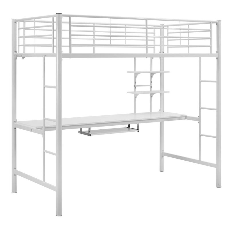 Twin Analise Metal Loft Bed with Wood Desk - Saracina Home, 1 of 6