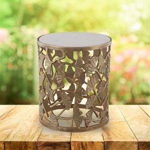 SPI Home Gingko Leaf Aluminum Stool – Botanical Design Accent Table for Garden or Indoor Spaces, 16" Height - 1 of 3