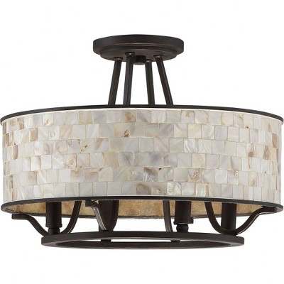 Palladian Bronze Glass Drum Semi-Flush Mount Light