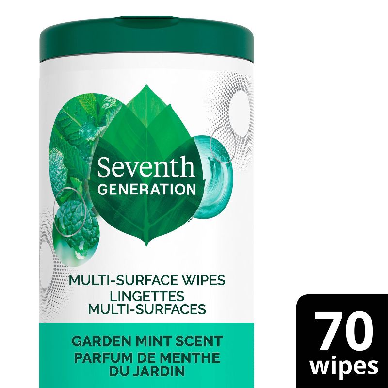 Seventh Generation Garden Mint Multi-Surface Cleaning Wipes - 70ct, 1 of 10
