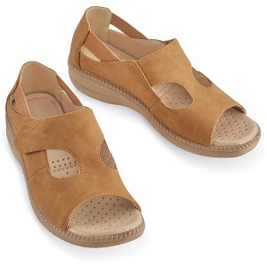Collections Etc Adjustable Touch Closure Comfort Walking Sandals - 1 of 4