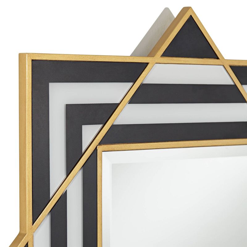 Possini Euro Design Zorra Square Decorative Wall Mirror Modern Glam Black White Gold Wood Frame 36" Wide Bedroom, 3 of 10