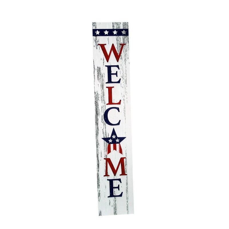 48&#34; MDF Indoor/Outdoor Wooden American Porch Welcome Sign Red/White/Blue - Alpine Corporation, 4 of 5