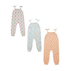 Ola! Otter 3 Pack Smoked Jumpsuit-Flamingo, Free Float & Indian Flora White- Pink, Blue & White - 1 of 4