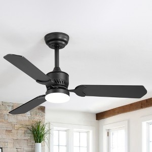 Airsurfer 42 Inch Black Wood Ceiling Fan, Quiet DC Motor Indoor Outdoor Ceiling Fans With Lights Remote Control - 1 of 4