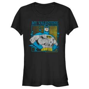Juniors Womens Batman My Valentine Distressed T-Shirt - 1 of 4