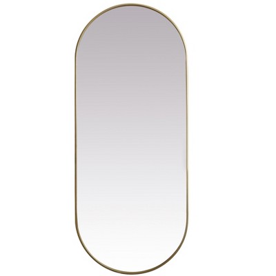 Elegant Lighting Metal Frame Oval Mirror 30x72 Inch in Brass