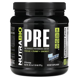 NutraBio Pre-Workout Performance Igniter, Blue Raspberry, 1.26 lb (573 g) - 1 of 2