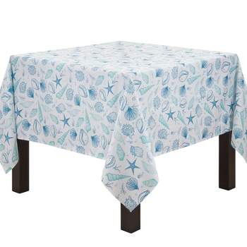 Saro Lifestyle Coastal Tablecloth With Seashell Design