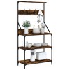 vidaXL Baker ft.s Rack with Hooks 4-Tier Smoked Oak Engineered Wood - 4 of 4