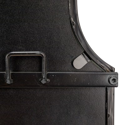 Distressed Black Arched Metal Framed Wall Mirror